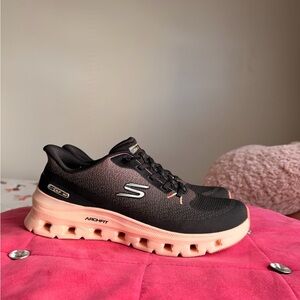 Skechers Women's Black and Peach Arch Fit Sneakers